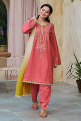 ZARA SHAH JAHAN - 3PC LAWN EMBROIDERED SHIRT WITH CHIFFON PRINTED DUPATTA AND TROUSER - HZG1570
